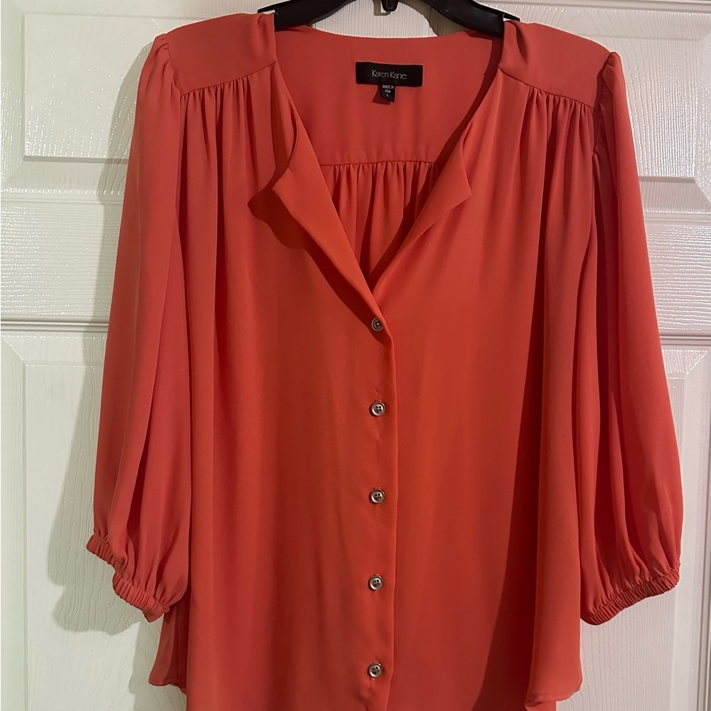 Karen Kane Coral Cuffed Sleeve Blouse
